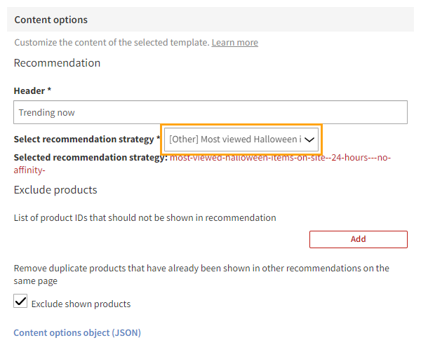 Updating the modification content to use the new recommendation strategy